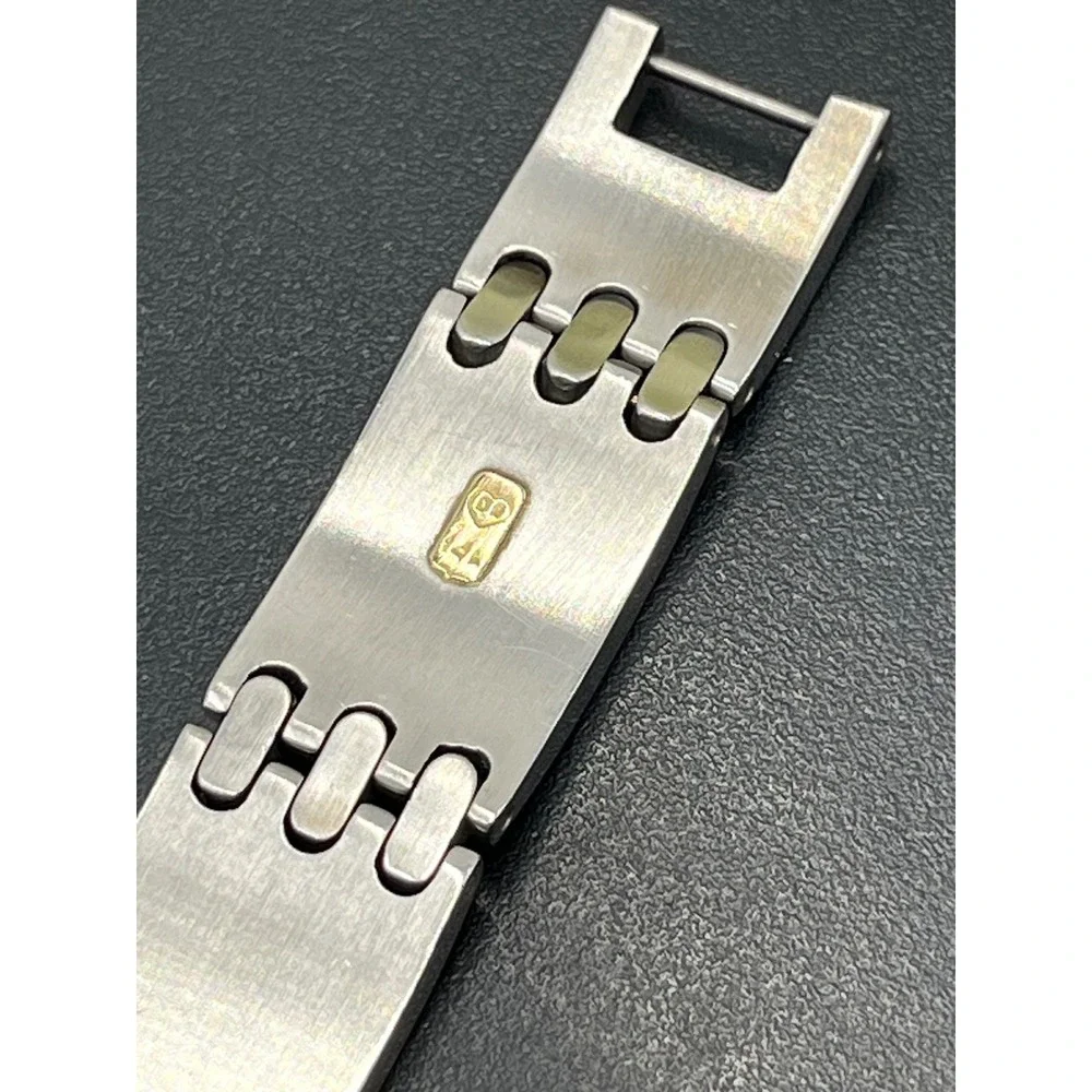 Designer Signed Stainless Steel and‎ 14K Yellow Gold Accents Bracelet